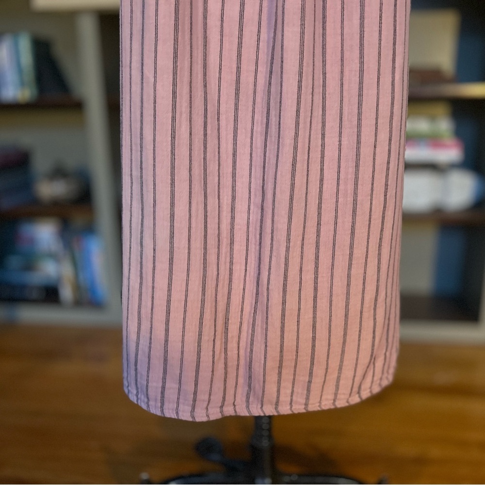 Cotton Dusty Rose Dress with Black Pinstripes - Picture 8 of 11